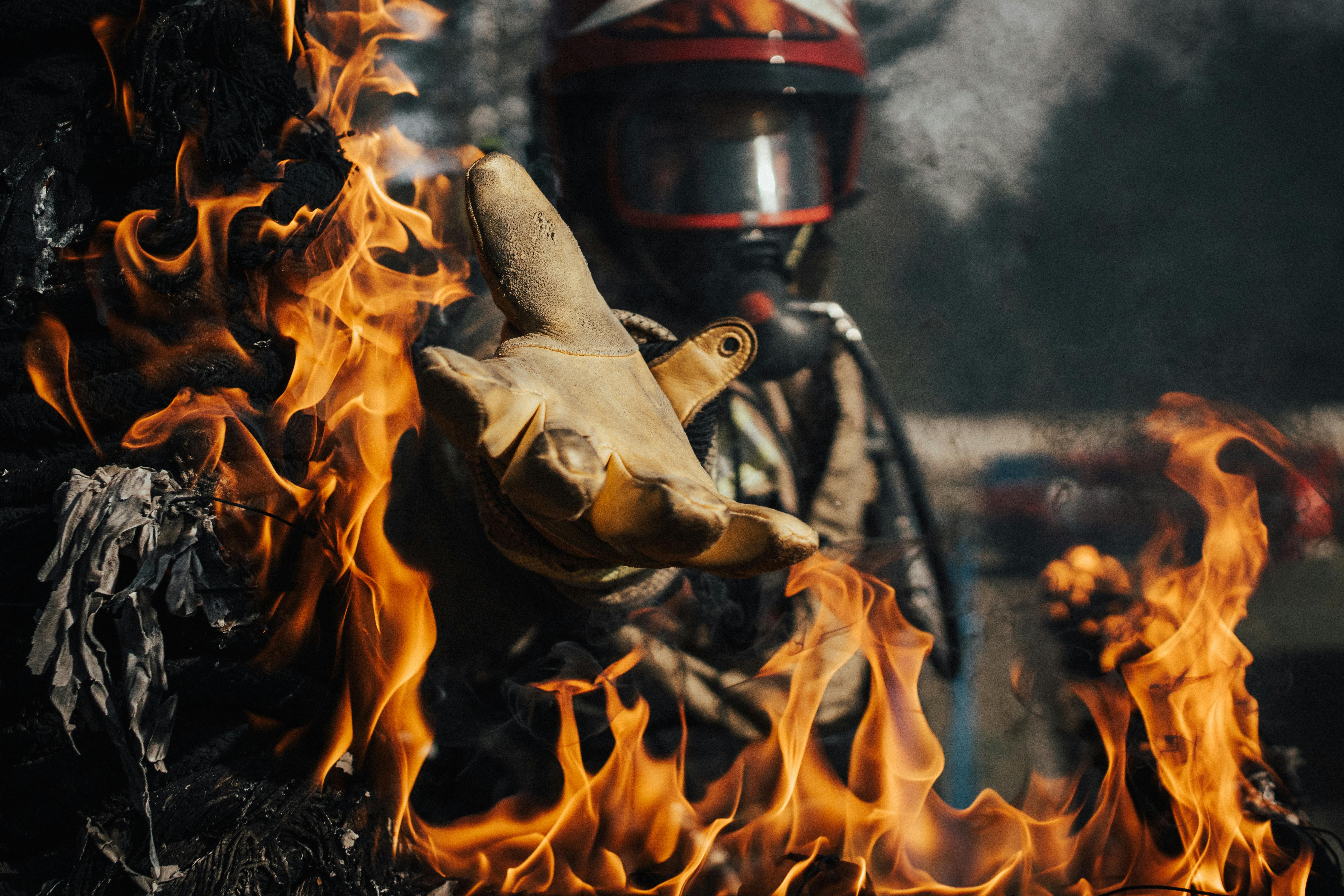 Firefighter in action